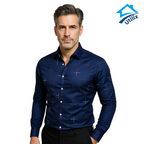 [PAGUE 3 LEVE 5] Camisa Manga Longa Casual European em Seda Gelo e Poliéster + BRINDES: Cinto, Carteira e Relógio
